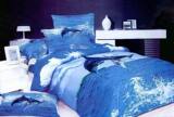 3D个性海豚被套床单床上用品蓝色海洋床品纯棉四件套地中海风格