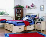 美式纯实木液压床双人床/白色环保箱床带抽屉床/成套卧室家具定制