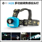 【总在钓鱼渔具行】夜眼 H-28 多功能调焦感应头灯 可充电夜钓灯