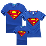 夏季超人标志加大码亲子装全家装儿童衣服超人t恤纯棉短袖童装