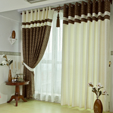 遮光窗帘 高档中式简约风格 现代大气拼接 成品卧室/客厅提花窗帘