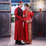 中式男女结婚礼红色新娘敬酒秀和禾礼服古装旗袍秀禾服装情侣服装