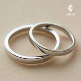 LINXUS执子之手 925银镀铂金情侣戒指 简约男女对戒刻字原创设计