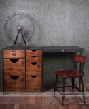 美式LOFT工业复古风格 做旧书桌办公桌写字台收银台 铁艺实木书桌