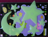 儿童房间立体墙壁创意贴饰绿色小星星月亮夜光贴片塑料卡通荧光贴