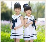 童装2016夏装学院新款韩版女童连衣裙中大童公主裙儿童裙海军风