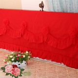 特价包邮韩式公主可爱蕾丝玫瑰*床头板*大红色床头罩 床头套 定做