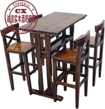 特价碳化木桌椅套件防腐木桌椅套件实木酒吧桌凳吧台高脚桌凳定做