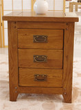特价包邮出口英国白橡木三抽屉床头柜 实木储物柜 做旧处理