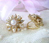 欧美外贸 珍珠镶钻华丽款精致绝美耳夹 耳饰 新娘必备 一对价