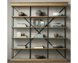 简约欧式书柜铁艺收纳柜储物柜实木书橱置物架隔板架现代书架