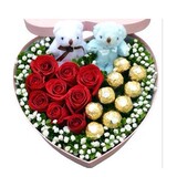 红玫瑰鲜花巧克力礼盒装合肥鲜花店同城速递上海北京花店送花配送