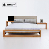 kakawood实木床榆木家具软靠软包床1.5m1.8m单双人床【限时折扣】