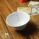古伊烧 日本进口陶瓷餐具白绘变樱花4.2饭碗 拉面小碗 汤碗