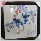 景德镇陶瓷瓷板画  手绘青花瓷装饰壁画 瓷板《大公鸡》名人名作