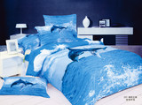 地中海风格蓝色海洋3D全棉床单4四件套个性男孩床品床上用品被套