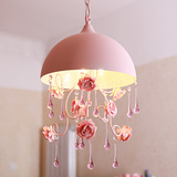 半圆餐厅小吊灯 粉色田园风格玫瑰花朵铁艺创意卧室楼梯公主房灯