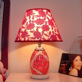 卧室床头 现代中式田园结婚庆 创意礼物一灯两用 红色玻琉璃台灯