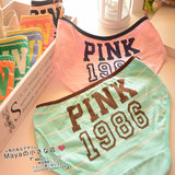 5条包邮费pink条纹字母1986小中腰女士纯棉包边全棉内裤运动内裤