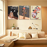 日式家居装饰画日本料理店壁画仕女图浮世绘榻榻米无框画艺妓挂画