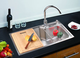 304不锈钢 水槽 单槽 75*45厨房洗菜盆 一体成型洗碗池 水盆 龙头