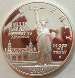 特价1986年美国1美元精致银币 自由女神纪念币 1盎司银 全新镜面