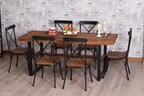 美式复古 实木铁艺餐桌椅组合折叠餐桌饭桌仿锈做旧酒吧桌办公桌