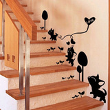 小猫嬉戏 小猫创意墙贴 家居饰品可爱儿童楼梯玄关墙壁贴纸 包邮