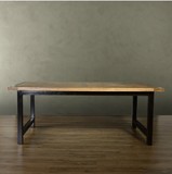 欧美式实木家具 铁艺做旧复古loft工业餐桌老松木实木书桌办公桌