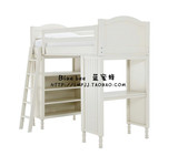 美式乡村储物儿童环保高架床书桌书柜双层床白 定做实木家具 A503