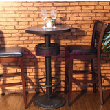 酒吧桌椅 复古风格高吧椅 实木椅 咖啡厅桌椅组合 简约现代餐桌