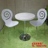 时尚简约 白色一桌两椅组合 甜品店桌椅奶茶店桌 咖啡厅西餐桌椅