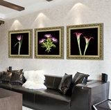 客厅卧室宾馆酒店有框画|金色边框装饰画壁画|欧式风格|挂画花卉