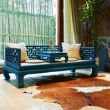 新中式家具彩漆仿古家具老榆木罗汉床实木现代明清古典沙发床榻