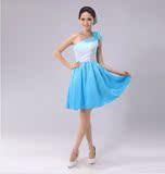 少数民族新款现代舞舞蹈演出服装舞台表演服饰蓝色女装伴舞小短裙