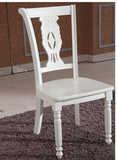 新古典仿古欧式韩式美式田园风格实木质象牙白色硬坐板休闲餐椅子