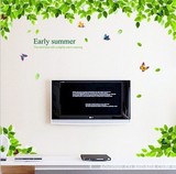 大树清新绿叶蝴蝶墙贴纸画贴图田园客厅卧室书房间沙发家居装饰