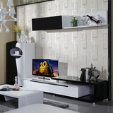宜家现代简约/客厅卧室可伸缩挂墙柜架/时尚黑白烤漆电视组合地柜