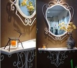 现货铁艺镜子浴室镜试衣镜全身镜壁挂镜框梳妆台搁板架