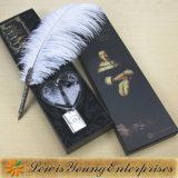 欧式复古羽毛笔 鸵鸟羽毛蘸水钢笔礼盒套装2色选择 限时促销