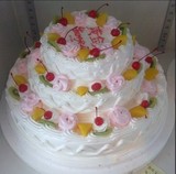 特色红宝石贺寿婚宴庆典3层生日蛋糕礼物 上海蛋糕速递
