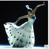 新款少数民族白色孔雀舞蹈演出服装女装大摆裙云南舞台表演服饰