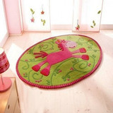 鑫乙达热销款小马手工腈纶可爱圆型地毯 卡通儿童房地毯飘窗地毯