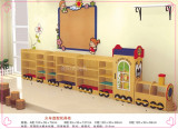 幼儿园综合物品柜 实木玩具分类陈列柜 火车造型组合玩具收纳柜