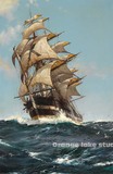 海浪中的帆船 油画 布画芯 竖款 高清印制 欧式 帆船与海洋装饰画