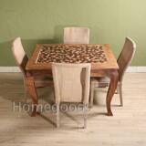柚木家具北欧现代简约正方形实木餐桌椅组合原木本色小户型特价