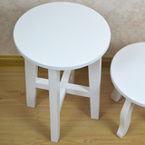欧式田园小凳小圆凳纯白实木腿凳儿童实用矮凳换鞋凳小梯凳