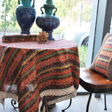 和风东南亚风格 格子棉麻服装面料 波西米亚 家居桌布布料棉布