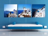 水晶画客厅三联画装饰画无框画希腊风景欧式地中海风情挂画壁画
