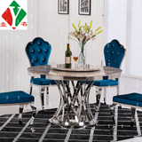 不锈钢大理石圆形餐桌桌子 新古典后现代简约高档热卖餐桌椅组合